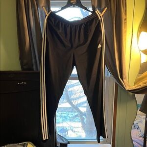 adidas Black Track Pants with White Stripes